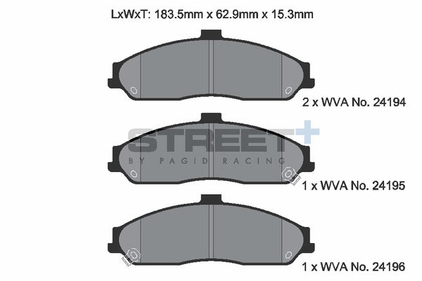 Pagid Racing Street+ Brake Pads T8062SP2001