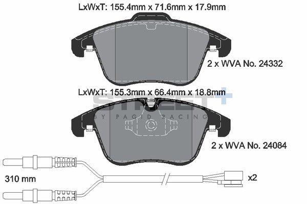 Pagid Racing Street+ Brake Pads T8069SP2001