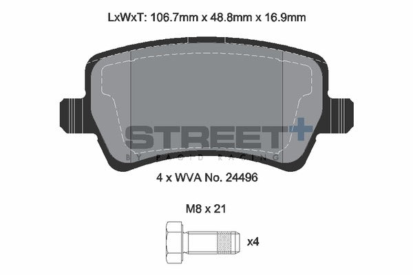 Pagid Racing Street+ Brake Pads T8076SP2001