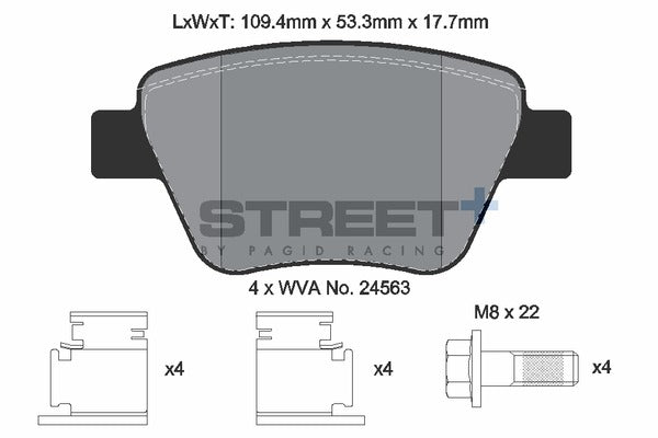 Pagid Racing Street+ Brake Pads T8080SP2001