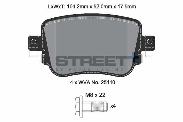 Pagid Racing Street+ Brake Pads T8108SP2001