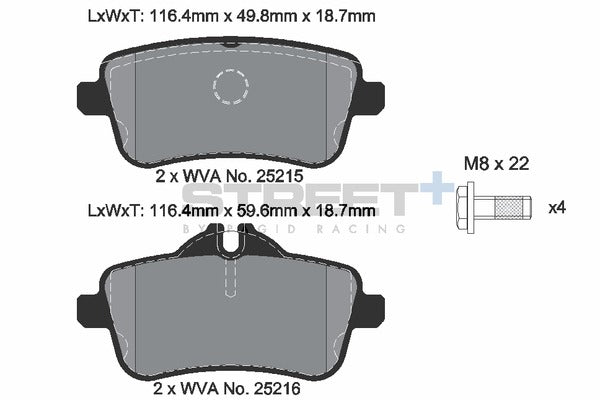 Pagid Racing Street+ Brake Pads T8115SP2001