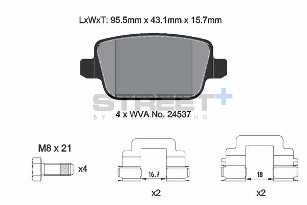 Pagid Racing Street+ Brake Pads T8189SP2001