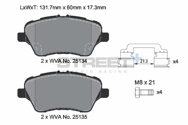 Pagid Racing Street+ Brake Pads T8197SP2001