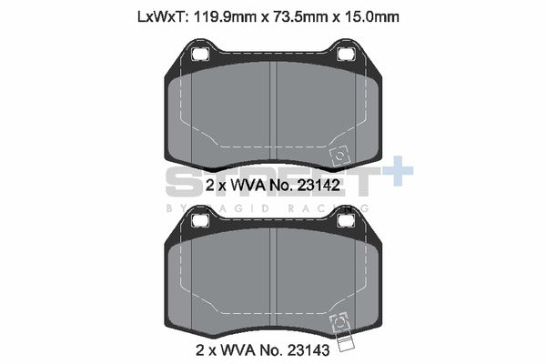Pagid Racing Street+ Brake Pads T8019SP2001