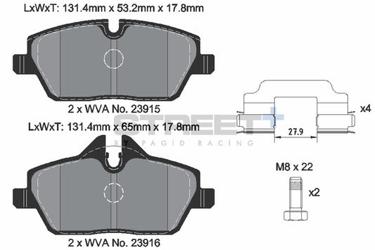 Pagid Racing Street+ Brake Pads T8050SP2001