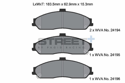 Pagid Racing Street+ Brake Pads T8062SP2001