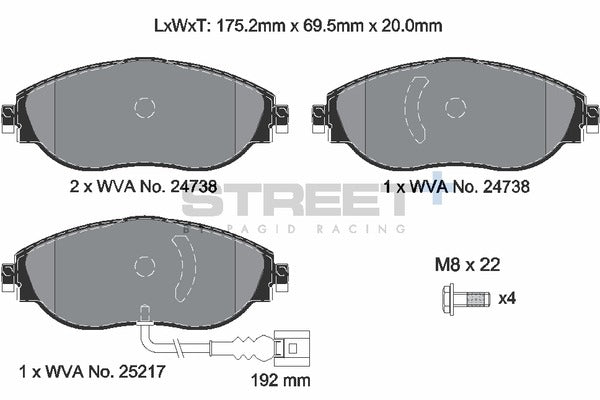 Pagid Racing Street+ Brake Pads T8092SP2001