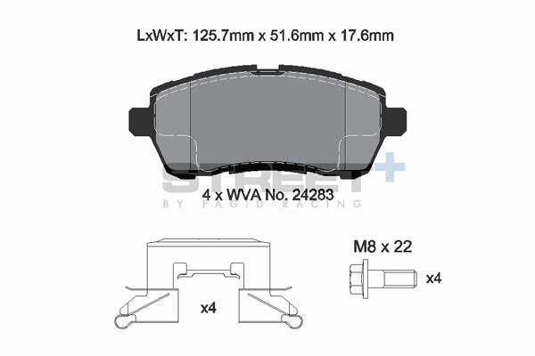 Pagid Racing Street+ Brake Pads T8187SP2001