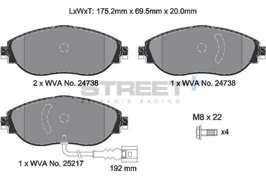 Pagid Racing Street+ Brake Pads T8192SP2001