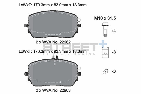 Pagid Racing Street+ Brake Pads T8288SP2001